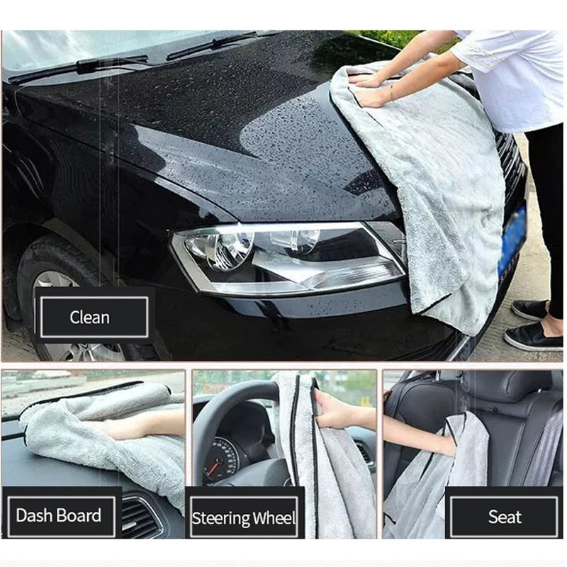 Microfiber Car Wash Towel - 75x35 cm & 60x40 cm, Fast-Drying, Extra Soft Cloth with High Water Absorption for Automotive Cleaning Accessories