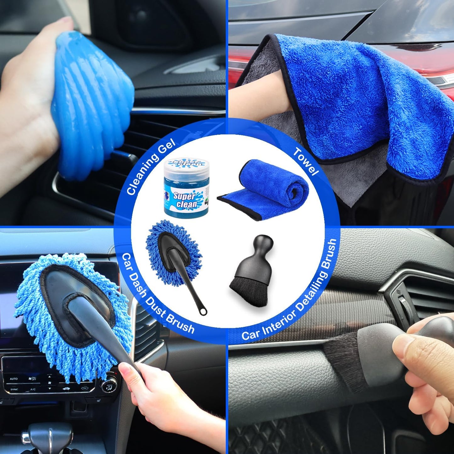 17Pcs Car Detailing Kit Interior Cleaner, Car Interior Cleaning Kit with Handheld Car Vacuum, Car Detailing Brushes, Windshield Cleaning Tool, Car Cleaning Supplies, Car Accessories for Men, Women