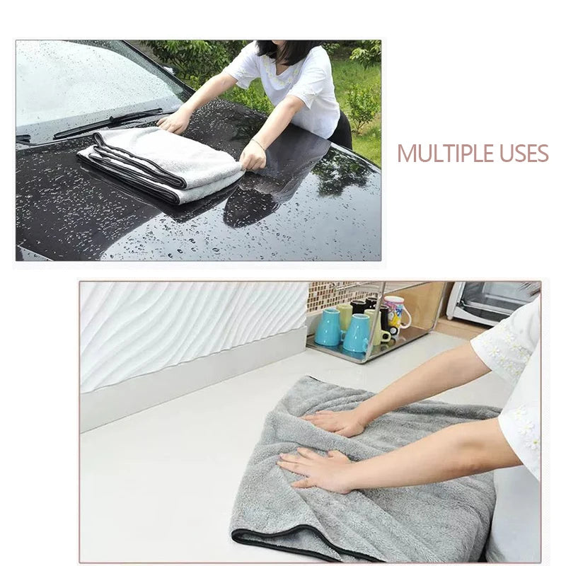 Microfiber Car Wash Towel - 75x35 cm & 60x40 cm, Fast-Drying, Extra Soft Cloth with High Water Absorption for Automotive Cleaning Accessories